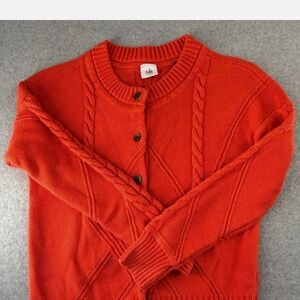 Cabi Orange Cable Knit Cardigan